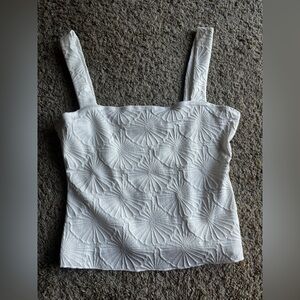 White Textured Sleeveless Top